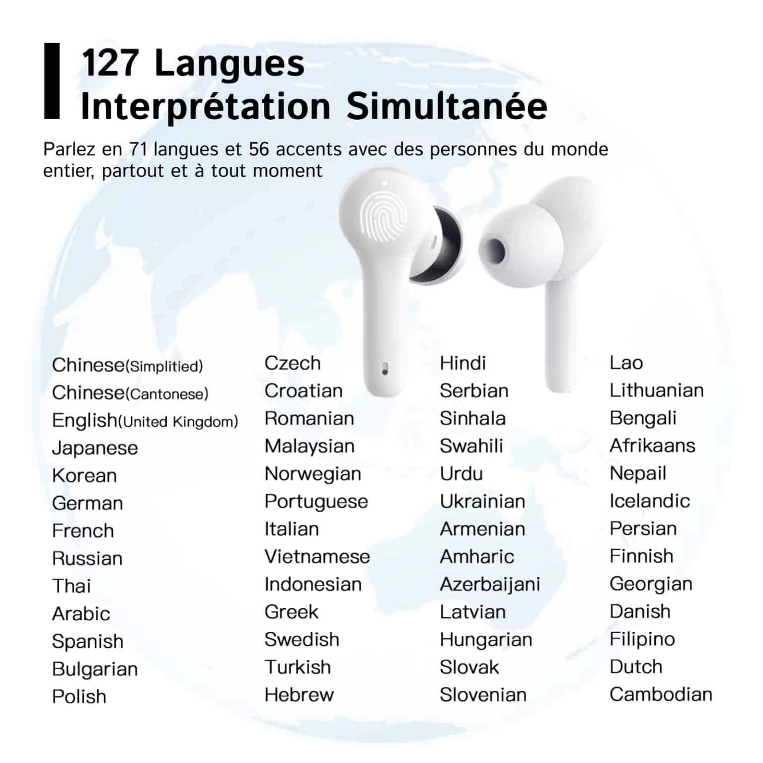 Écouteurs Traducteur En Temps Réel EFOTIML - 144 Langues En Ligne, 10 Hors Ligne - Bluetooth, ANC - Pour Voyages Et Conversations Bilingues