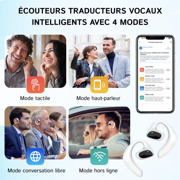 Écouteurs De Traduction IA Awlve Meacode – Traduction En Temps Réel 144 Langues – Bluetooth, Couleur Blanc - 5